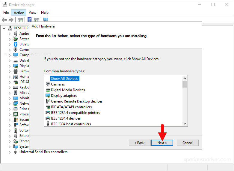 device manager add hardware list