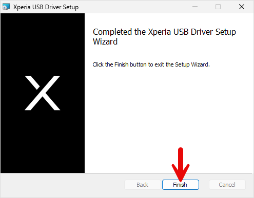 Xperia USB Driver setup finish
