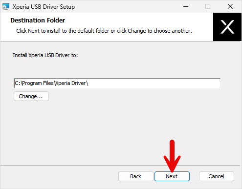 Xperia USB Driver setup location
